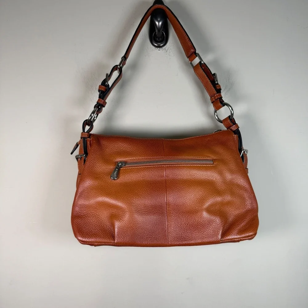 S-Zone Ombre Cognac Brown Pebbled Leather Hobo Shoulder Bag